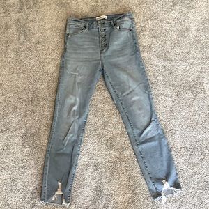 Button Fly A&F High Rise Super Skinny Ankle Jean